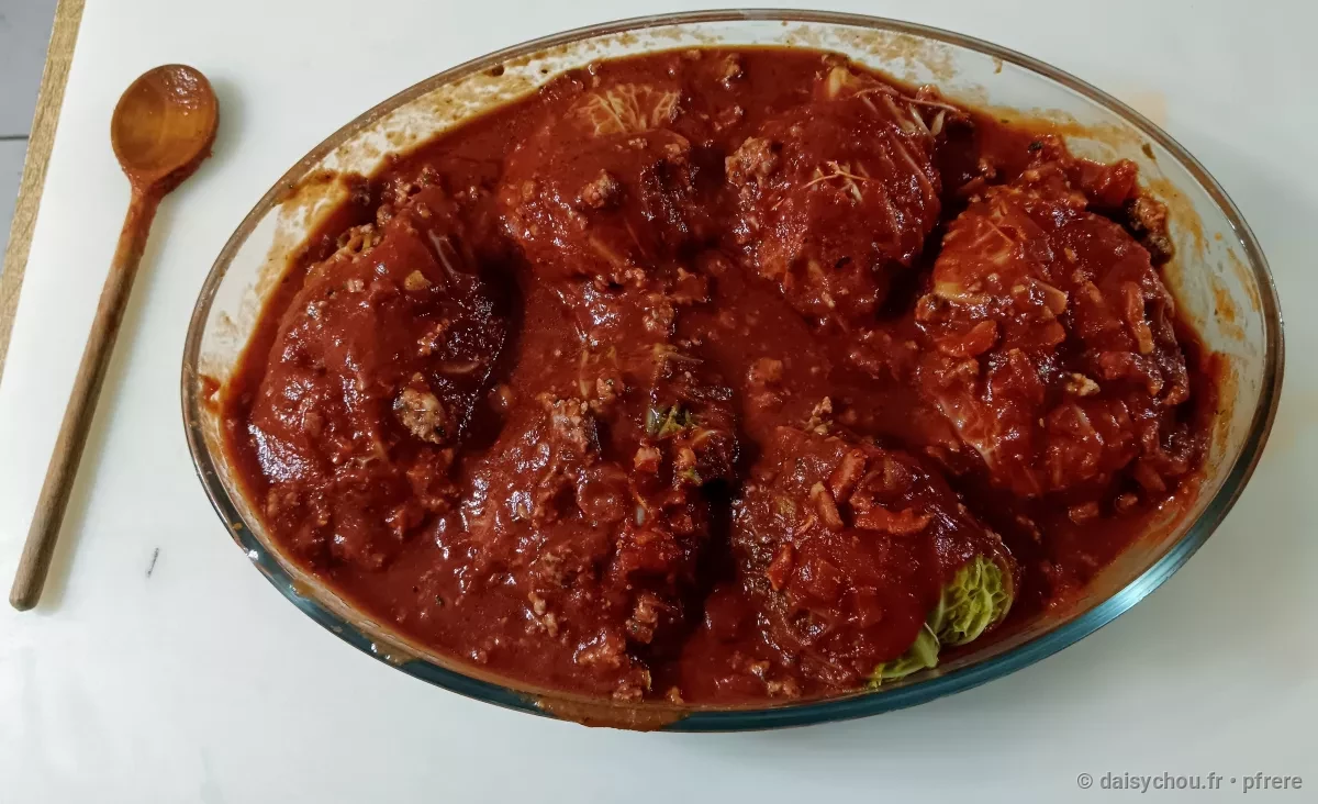Vue secondaire de la recette Choux farcis fondants au bœuf et sauce tomate