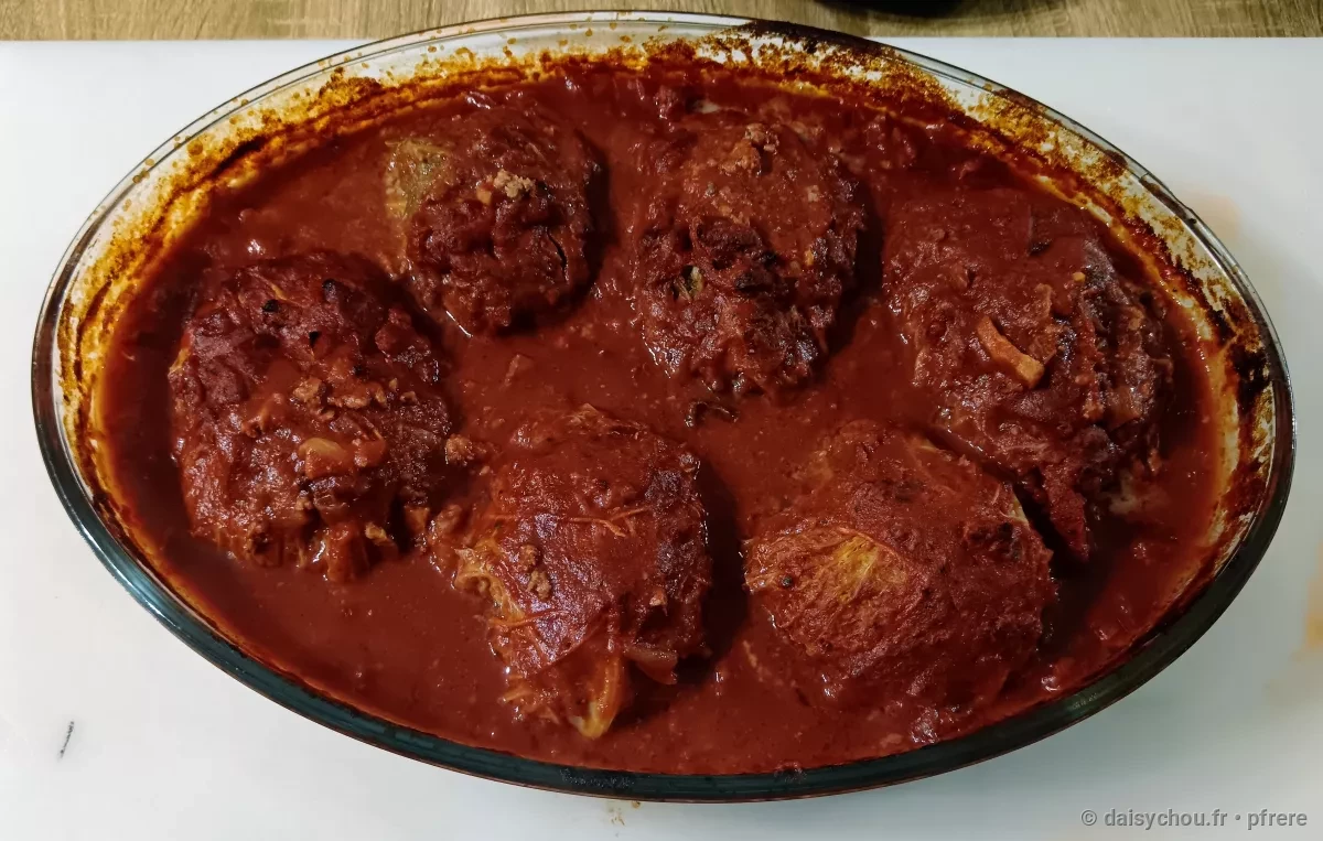Vue secondaire de la recette Choux farcis fondants au bœuf et sauce tomate