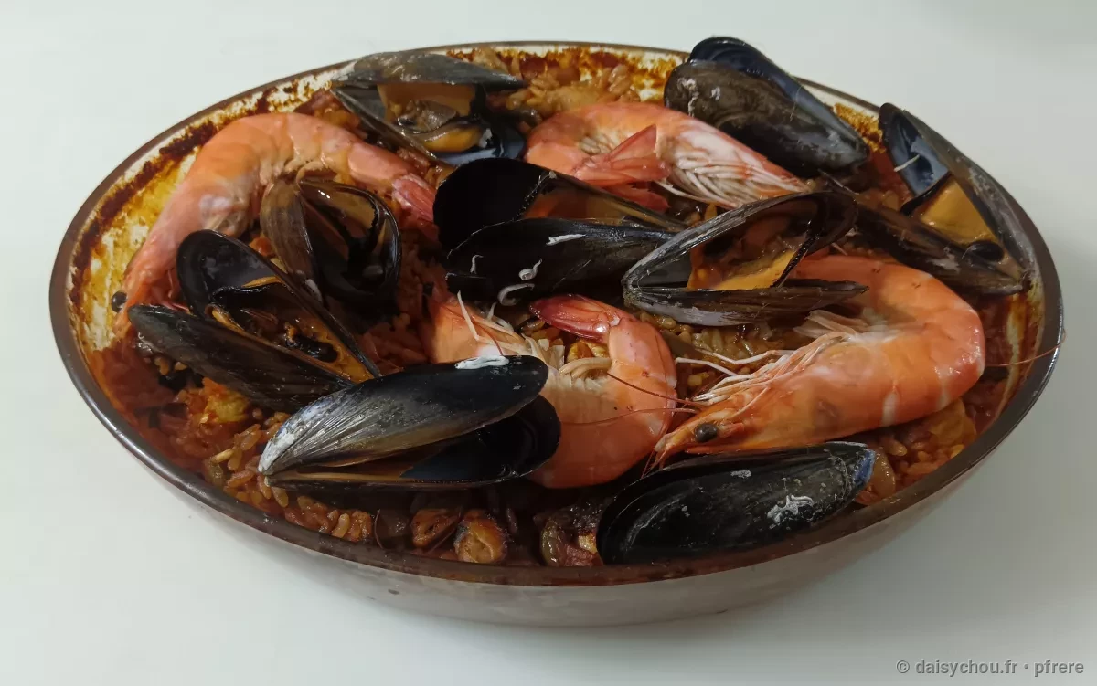 Vue secondaire de la recette Riz au poulet, chorizo, crevettes et moules